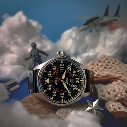 AVI-8 Hawker Hurricane Kenley Clowes Automatic Black Dial AV-4097-03 Mens Watch
