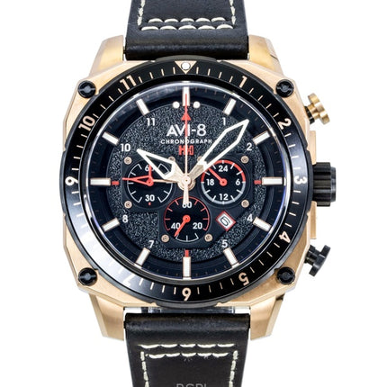 AVI-8 Hawker Hunter Atlas Dual Time Chronograph Jet Black Dial Quartz AV-4100-06 Men's Watch