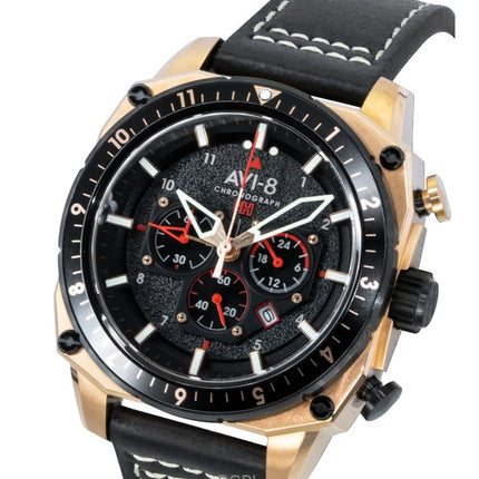 AVI-8 Hawker Hunter Atlas Dual Time Chronograph Jet Black Dial Quartz AV-4100-06 Men's Watch