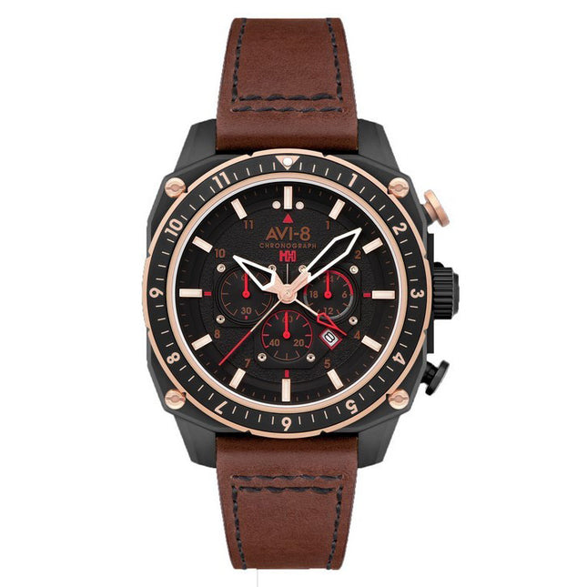 AVI-8 Hawker Hunter Atlas Dual Time Chronograph Jade Black Dial Quartz AV-4100-09 Mens Watch