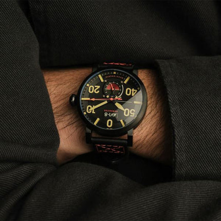 AVI-8 P-51 Mustang Blakeslee Chronograph D-Day 80 Limited Edition Omaha Black Dial Quartz AV-4077-06 Men's Watch