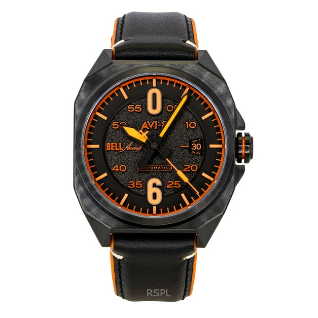 AVI-8 Bell X-1 Machbuster Rubber And Leather Strap Jet Black Dial Automatic AV-4115-04 Men's Watch