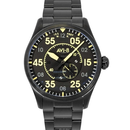 AVI 8 Spitfire Type 300 Eclipse Display Stainless Steel Black Dial Automatic AV-4147-44 Men's Watch