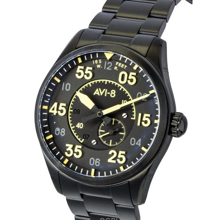 AVI 8 Spitfire Type 300 Eclipse Display Stainless Steel Black Dial Automatic AV-4147-44 Men's Watch
