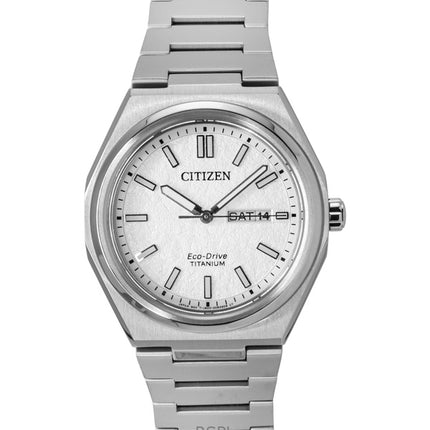 Citizen Zenshin Super Titanium White Dial Eco-Drive AW0130-85A 100M Men's Watch