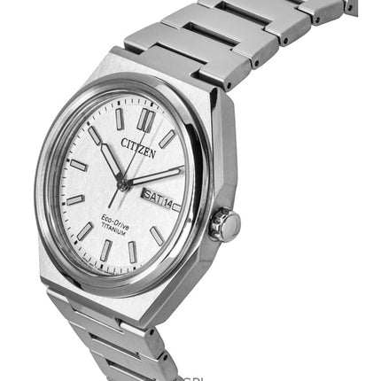 Citizen Zenshin Super Titanium White Dial Eco-Drive AW0130-85A 100M Men's Watch