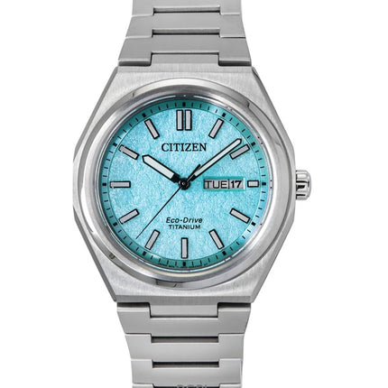 Citizen Zenshin Super Titanium Turquoise Dial Eco-Drive AW0130-85M 100M Men's Watch