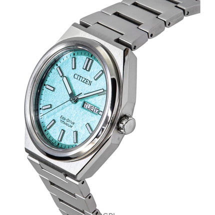 Citizen Zenshin Super Titanium Turquoise Dial Eco-Drive AW0130-85M 100M Men's Watch