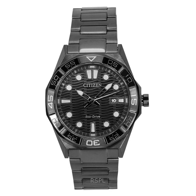 Citizen Brycen Stainless Steel Black Dial Eco-Drive AW1855-52E 100M Men's Watch