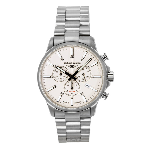 Bauhaus Aviation Chronograph Titanium Beige Dial Quartz 2880M5 100M Men's Watch