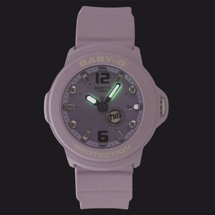 Casio Baby-G Plus Analog Resin Purple Dial Quartz BGA-15K-6A 100M Women's Watch With Convertible Holder