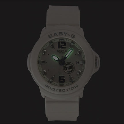 Casio Baby-G Plus Analog Resin White Dial Quartz BGA-15K-7A 100M Women's Watch With Convertible Holder