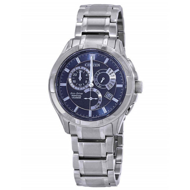Citizen Eco-Drive Perpetual GMT Stainless Steel Blue Dial BL8160-58L 100M Men's Watch