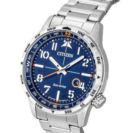 Citizen Weekender Avion Stainless Steel Blue Dial Eco-Drive BM7550-52L 100M Men's Watch