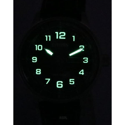 Citizen Urban Eco-Drive Green Nylon Strap Black Dial BM8590-10E 100M Men's Watch