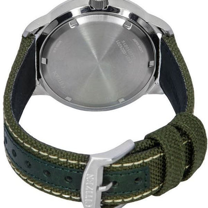 Citizen Urban Eco-Drive Green Nylon Strap Black Dial BM8590-10E 100M Men's Watch