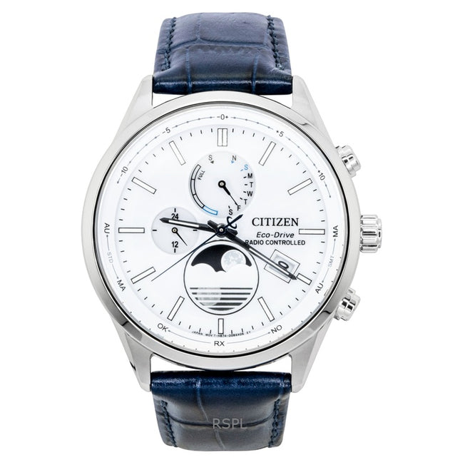 Citizen Eco-Drive Radio Controlled Leather Strap White Dial BY1030-09A 100M Men's Watch