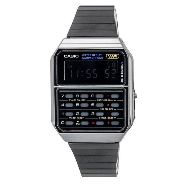 Casio Vintage Digital Calculator Stainless Steel Quartz CA-500WEGG-1B Mens Watch