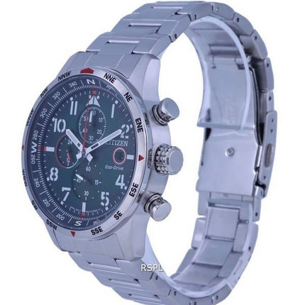 Citizen Aviator Eco-Drive Chronograph Stainless Steel Green Dial CA0791-81X 100M Mens Watch