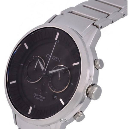 Citizen Titanium Chronograph Black Dial Eco-Drive CA4400-88E 100M Mens Watch