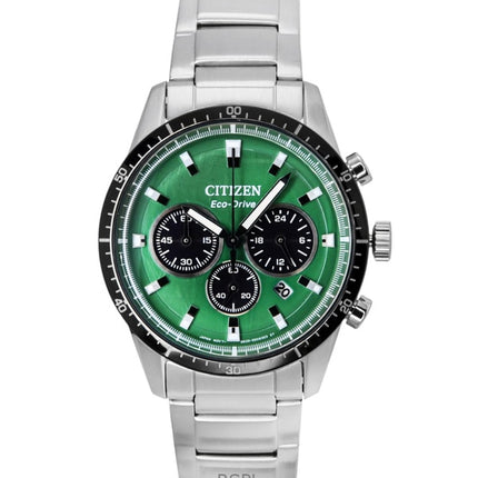 Citizen Eco-Drive Chronograph Stainless Steel Green Dial CA4624-56X 100M Men's Watch