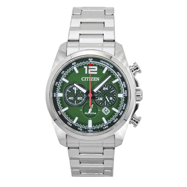 Citizen Eco-Drive Chronograph Stainless Steel Green Dial CA4640-50X 100M Men's Watch