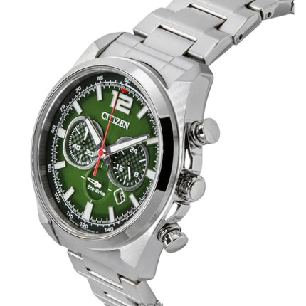 Citizen Eco-Drive Chronograph Stainless Steel Green Dial CA4640-50X 100M Men's Watch