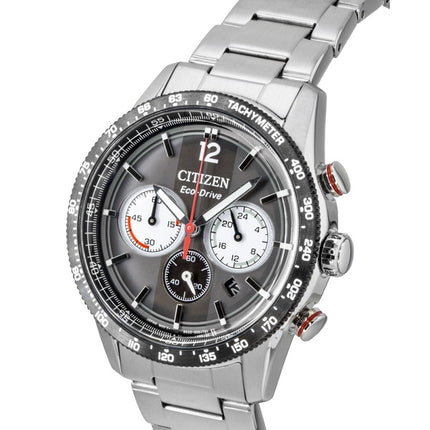 Citizen Eco-Drive Chronograph Analog Stainless Steel Black Dial Solar CA4714-55E 100M Men's Watch