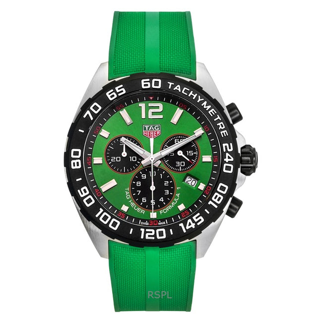 Tag Heuer Formula 1 Chronograph Rubber Strap Green Dial Quartz Diver's CAZ101AP.FT8056 200M Men's Watch