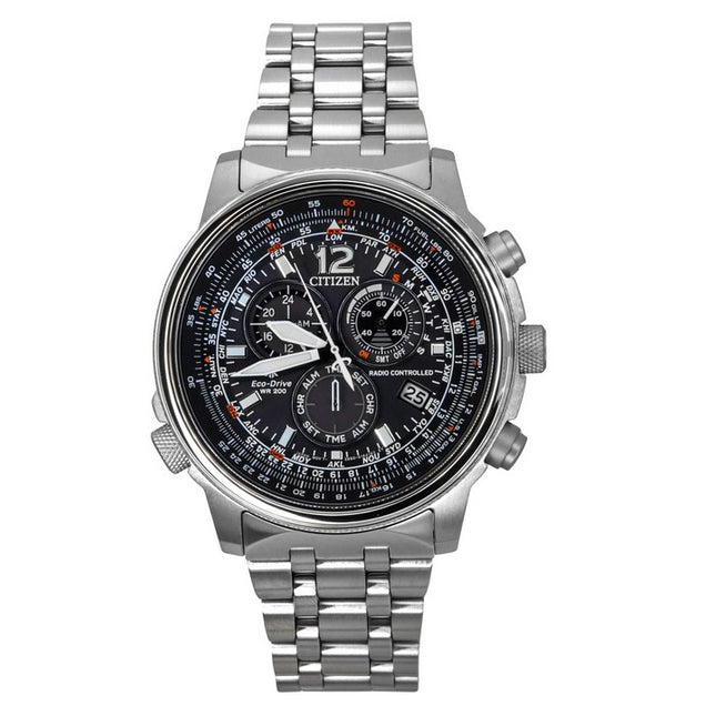 Citizen Promaster Sky Radio Controlled Chronograph Stainless Steel Black Dial Eco-Drive CB5860-86E 200M Men's Watch