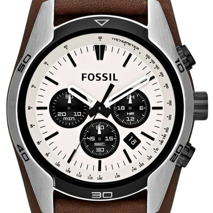 Fossil Coachman Chronograph White Dial Brown Leather CH2890 Men's Watch