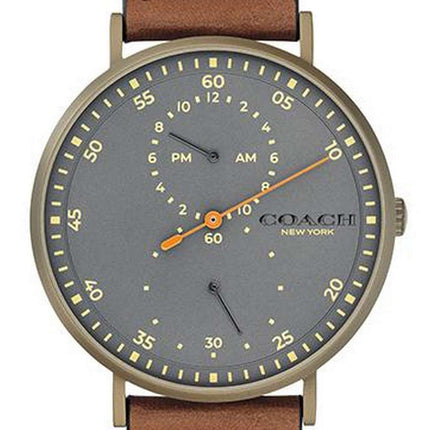 Coach Charles Grey Dial Leather Strap Quartz 14602474 Mens Watch