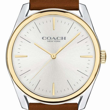 Coach Preston Silver Dial Leather Strap Quartz 14602481 Mens Watch