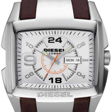 Diesel Bugout Silver Dial Brown Leather WR100M DZ1273 Men's Watch