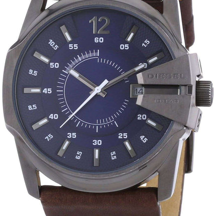Diesel Master Chief Blue Dial Leather Strap DZ1618 Men's Watch
