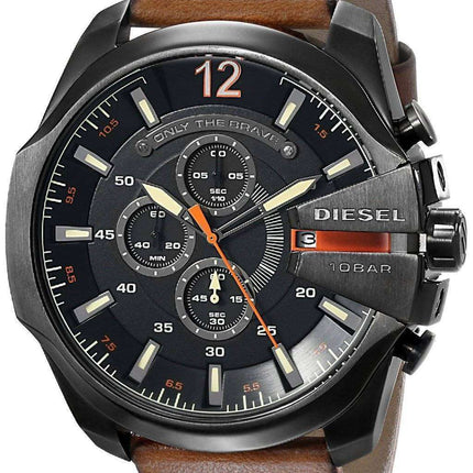 Diesel Mega Chief Black Dial Brown Leather DZ4343 Men's Watch