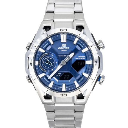Casio Edifice Analog Digital Stainless Steel Blue Dial Solar ECB-2300D-2A 100M Men's Watch