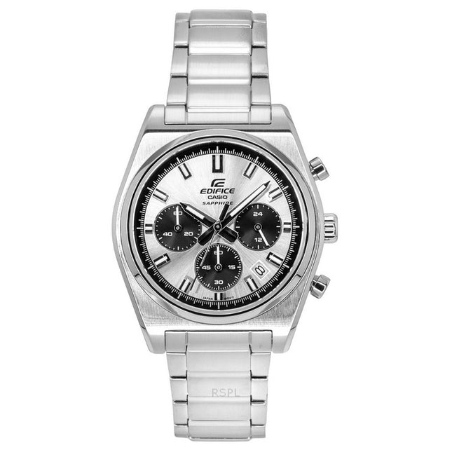 Casio Edifice Analog Chronograph Stainless Steel Silver Dial Quartz EFB-730D-7AV 100M Men's Watch