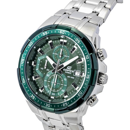 Casio Edifice Analog Standard Chronograph Stainless Steel Green Dial Quartz EFR-539DE-3AV 100M Men's Watch