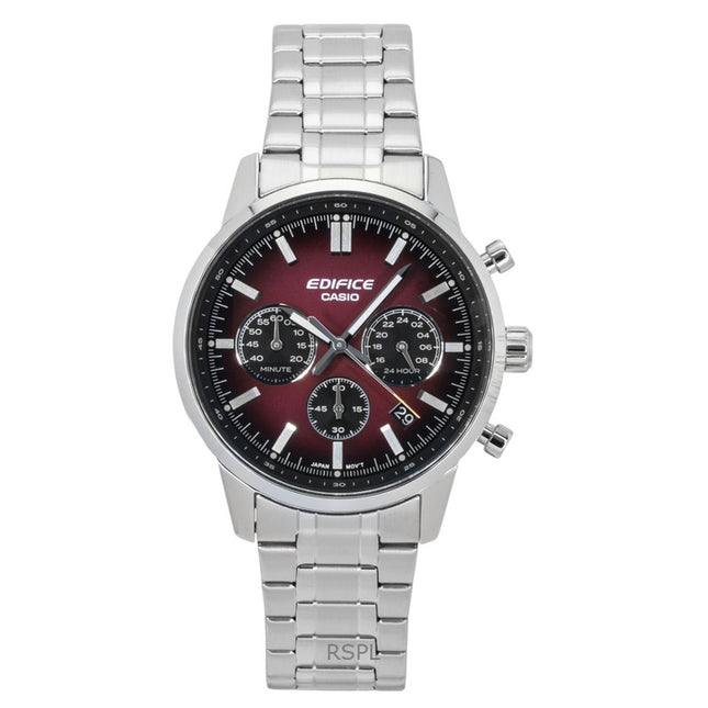 Casio Edifice Analog Chronograph Stainless Steel Red Dial Quartz EFR-575D-4A 100M Men's Watch