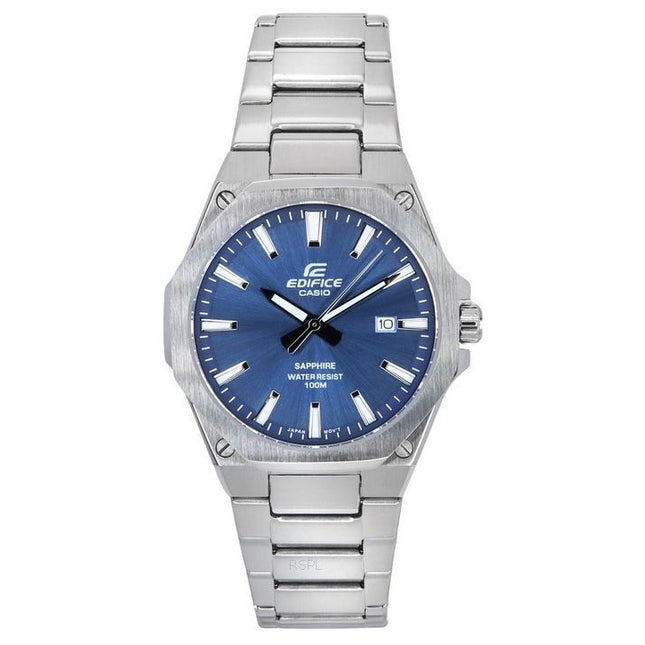 Casio Edifice Sapphire Crystal Analog Stainless Steel Blue Dial Quartz EFR-S108D-2A 100M Men's Watch