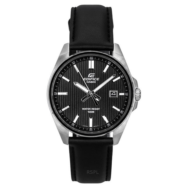 Casio Edifice Analog Tough Leather Strap Black Dial Quartz EFV-150L-1A 100M Men's Watch