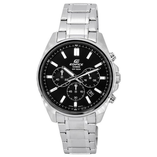 Casio Edifice Standard Chronograph Stainless Steel Black Dial Quartz EFV-650D-1A 100M Mens Watch