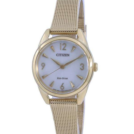 Citizen LTR Champagne Dial Gold Tone Stainless Steel Mesh Eco-Drive EM0682-58P Women's Watch