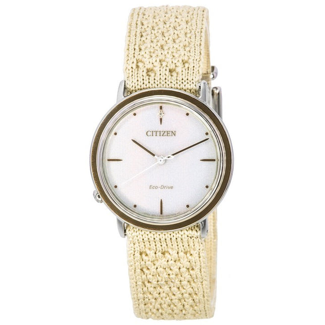 Citizen L Ambiluna Diamond Accent Beige Dial Eco-Drive EM1006-40A Women's Watch With Extra Mesh Bracelet