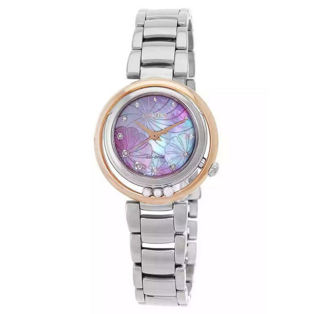 Citizen L Arcly Eco-Drive Diamond Accents Stainless Steel Pink Mother Of Pearl Dial EM1114-80Y Women's Watch