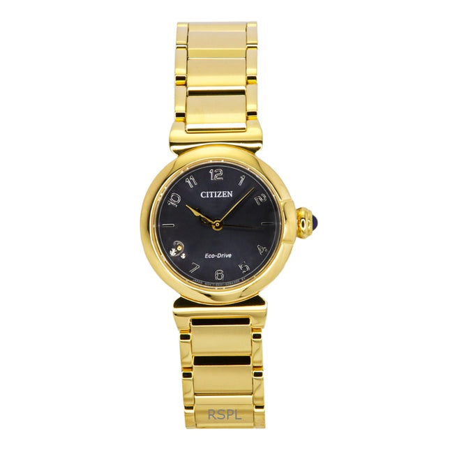 Citizen L Mae Bells Mini Gold Tone Stainless Steel Grey Dial Eco-Drive EM1132-88H Women's Watch