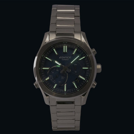Casio Edifice Analog Chronograph Smartphone Link Stainless Steel Blue Dial Solar EQB-1300D-2A 100M Men's Watch