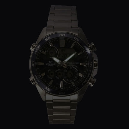 Casio Edifice Analog Digital Stainless Steel Blue Dial Quartz ERA-130D-2A 100M Men's Watch