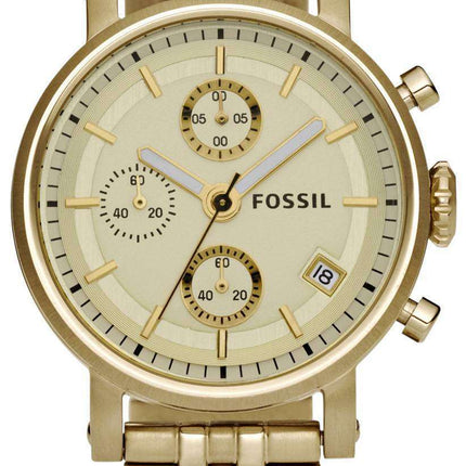 Fossil Boyfriend Chronograph Champagne Dial ES2197 Womens Watch